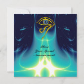 ブルータリスマン、アクアブルー、ティール(緑がかった色) 招待状 (裏面)