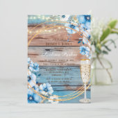 ブルータンウッドライト花模様ブランチ&バブリー 招待状 (スタンド正面)