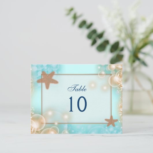 ブルータンジェリンのウェディングテーブルナンバー ポストカード (スタンド正面)