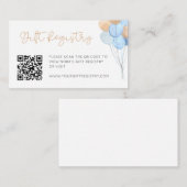 ブルータンテディベアバルーンのギフトレジストリ エンクロージャーカード (正面/裏面)