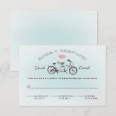 ブルータンデム自転車結婚式の出欠確認カード 出欠カード (正面/裏面)