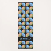 ブルータンベージュグリーンブラックミッドセンチュリーアートパターン ヨガマット (正面)