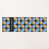 ブルータンベージュグリーンブラックミッドセンチュリーアートパターン ヨガマット (正面(横))