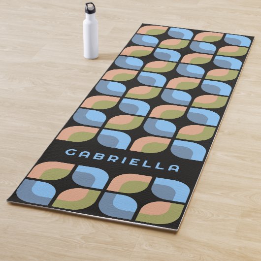 ブルータンベージュグリーンブラックミッドセンチュリーアートパターン ヨガマット (インサイチュ)