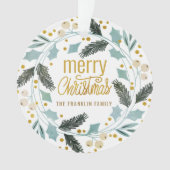ブルータン冬の緑のメリークリスマスの名前 オーナメント (正面)