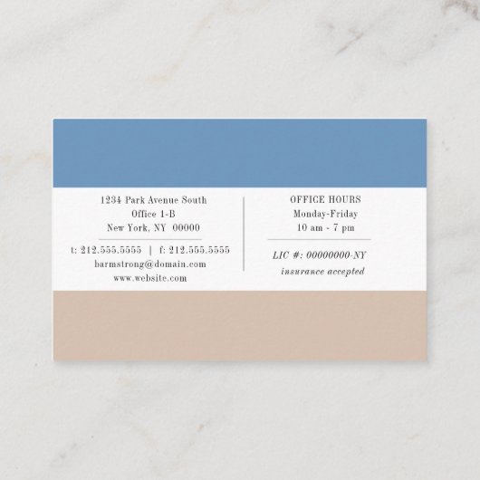 ブルータン精神療法士ユーロサイズビジネスカード 名刺 (裏面)