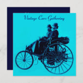 ブルーターキーを集めたViNTAGE車 招待状 (正面/裏面)