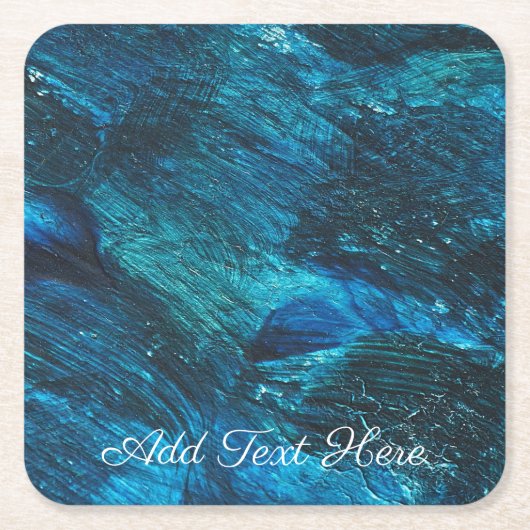 ブルーターキーズ絵を描ブラシ スクエアペーパーコースター (正面)