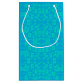 ブルーターコイズすりガラス柄抽象芸術アート スモールペーパーバッグ (裏面)