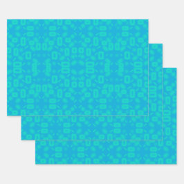 ブルーターコイズすりガラス柄抽象芸術アート ラッピングペーパーシート