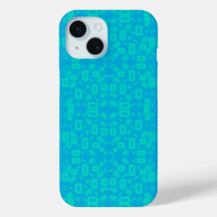 ブルーターコイズすりガラス柄抽象芸術アート iPhone 15ケース