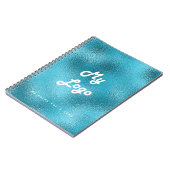 ブルーターコイズのビジネスロゴ ノートブック (左側)