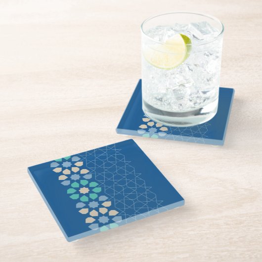 ブルーターコイズの静謐 ガラスコースター (アングル)