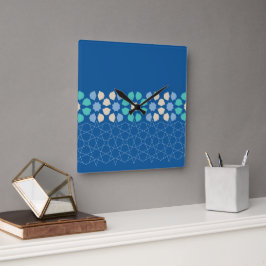 ブルーターコイズの静謐 スクエア壁時計