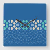 ブルーターコイズの静謐 スクエア壁時計 (正面)
