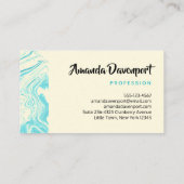 ブルーターコイズアガテマーブルデザイン モダン 名刺 (裏面)