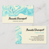 ブルーターコイズアガテマーブルデザイン モダン 名刺 (正面/裏面)