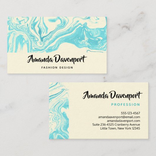 ブルーターコイズアガテマーブルデザイン モダン 名刺 (正面/裏面)