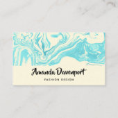 ブルーターコイズアガテマーブルデザイン モダン 名刺 (正面)