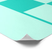 ブルーターコイズアンデ市松模様にート3月カレンダー ポスター (角)