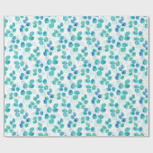 ブルーターコイズウォーターカラーユーカリ葉ス ラッピングペーパー (フラット)