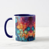 ブルーターコイズオレンジアルコール&インクバブル マグカップ (左)