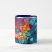 ブルーターコイズオレンジアルコール&インクバブル マグカップ (中央)