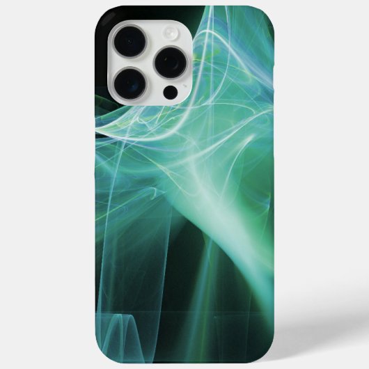 ブルーターコイズグリーンティール（緑がかった色）におけるフラクタル渦 Case-Mate iPhoneケース (裏面)