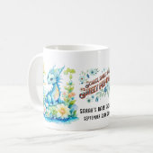 ブルーターコイズグリーンドラゴンベビーシャワー コーヒーマグカップ (正面左)