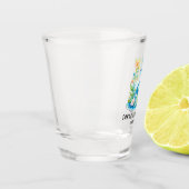 ブルーターコイズグリーンドラゴンベビーシャワー ショットグラス (左)