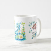 ブルーターコイズグリーンドラゴンママになる コーヒーマグカップ (正面右)