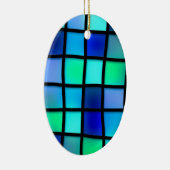 ブルーターコイズグリーンパープルステンドグラス セラミックオーナメント (右)