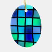 ブルーターコイズグリーンパープルステンドグラス セラミックオーナメント (裏面)