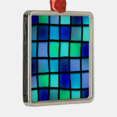 ブルーターコイズグリーンパープルステンドグラス メタルオーナメント (右)