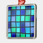 ブルーターコイズグリーンパープルステンドグラス メタルオーナメント (左)