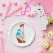 ブルーターコイズシルボート航海のビーチ結婚式 ペーパープレート (パーティー)