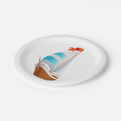 ブルーターコイズシルボート航海のビーチ結婚式 ペーパープレート (アングル)