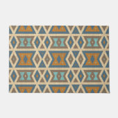 ブルーターコイズティール（緑がかった色）テラコッタブラウントリバルアート ドアマット (正面)