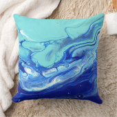 ブルーターコイズネイビーウォーター抽象芸術海 クッション (ブランケット)