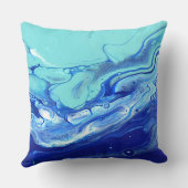 ブルーターコイズネイビーウォーター抽象芸術海 クッション (裏面)