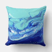 ブルーターコイズネイビーウォーター抽象芸術海 クッション (正面)