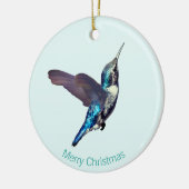 ブルーターコイズハミングバードオンライトブルー セラミックオーナメント (左)