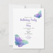 ブルーターコイズバイオレットウォーター蝶 招待状 (正面)