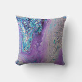 ブルーターコイズパープルバイオレットマーブル流体抽象芸術 クッション (正面)