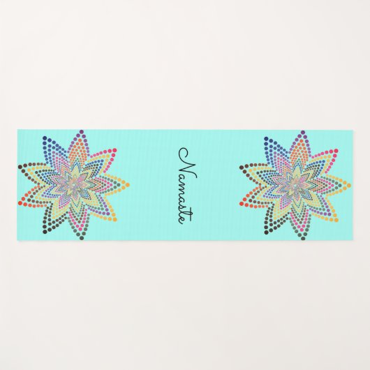 ブルーターコイズフローラマンダラヨガマット ヨガマット (正面(横))