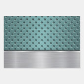 ブルーターコイズブラウンシルバーメタルルック ラッピングペーパーシート (正面2)