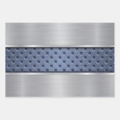 ブルーターコイズブラウンシルバーメタルルック ラッピングペーパーシート (正面)