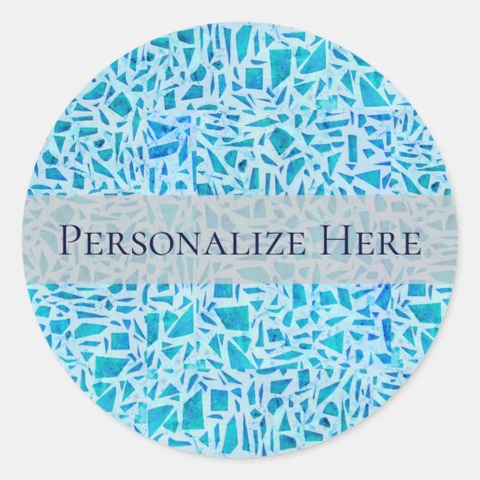 ブルーターコイズモザイクガラスタイルモダンシックな好意 ラウンドシール (正面)