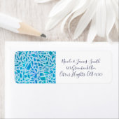 ブルーターコイズモザイクガラスタイルモダンシックパーティー ラベル (インサイチュ)