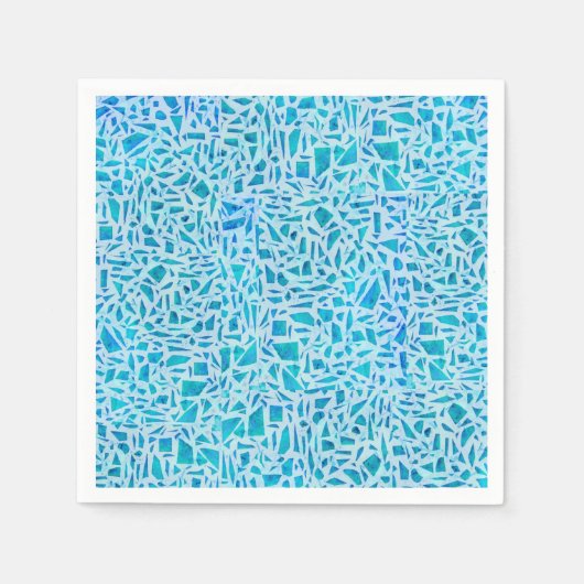 ブルーターコイズモザイクガラスタイルモダンシック スタンダードカクテルナプキン (正面)